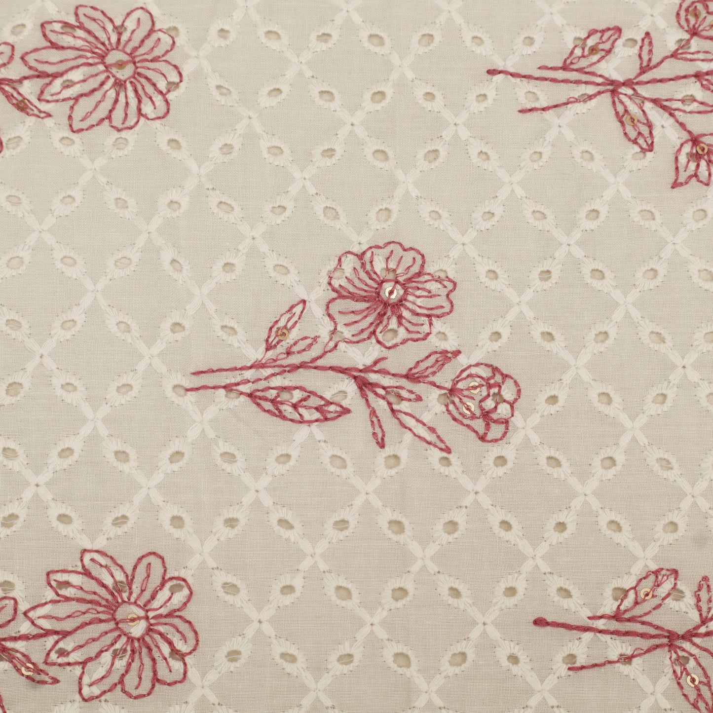 Hakuba Cotton Chikan Embroidery Fabric