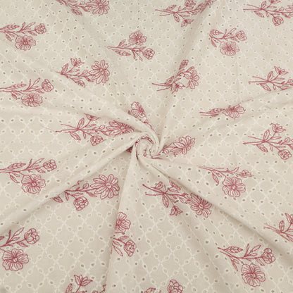 Hakuba Cotton Chikan Embroidery Fabric