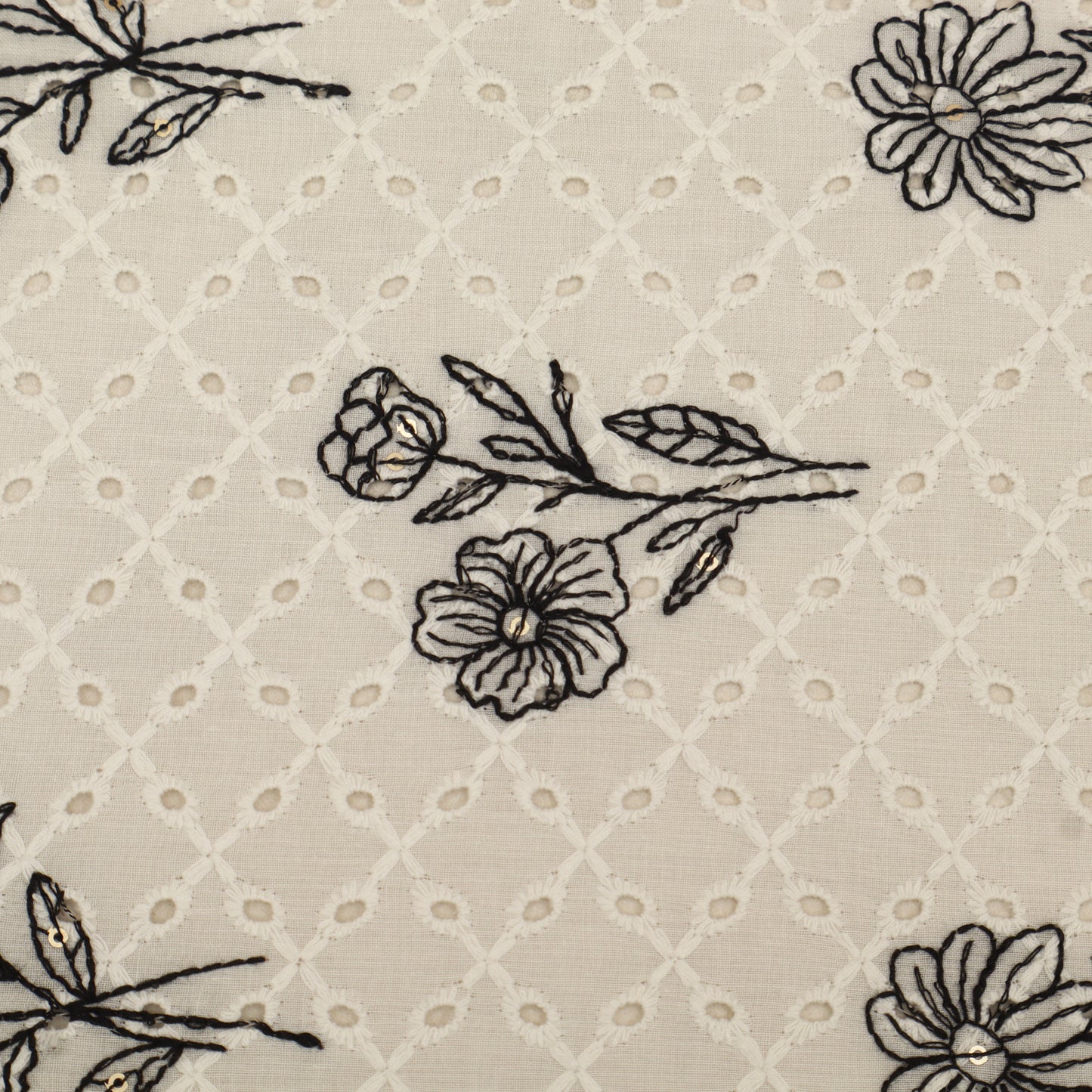 Hakuba Cotton Chikan Embroidery Fabric
