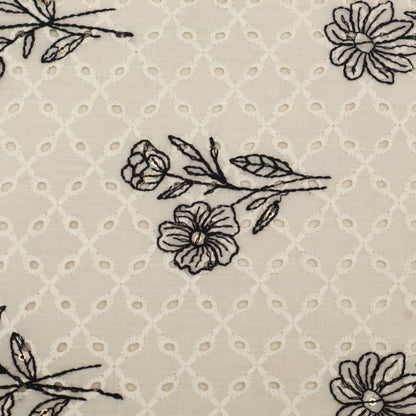 Hakuba Cotton Chikan Embroidery Fabric
