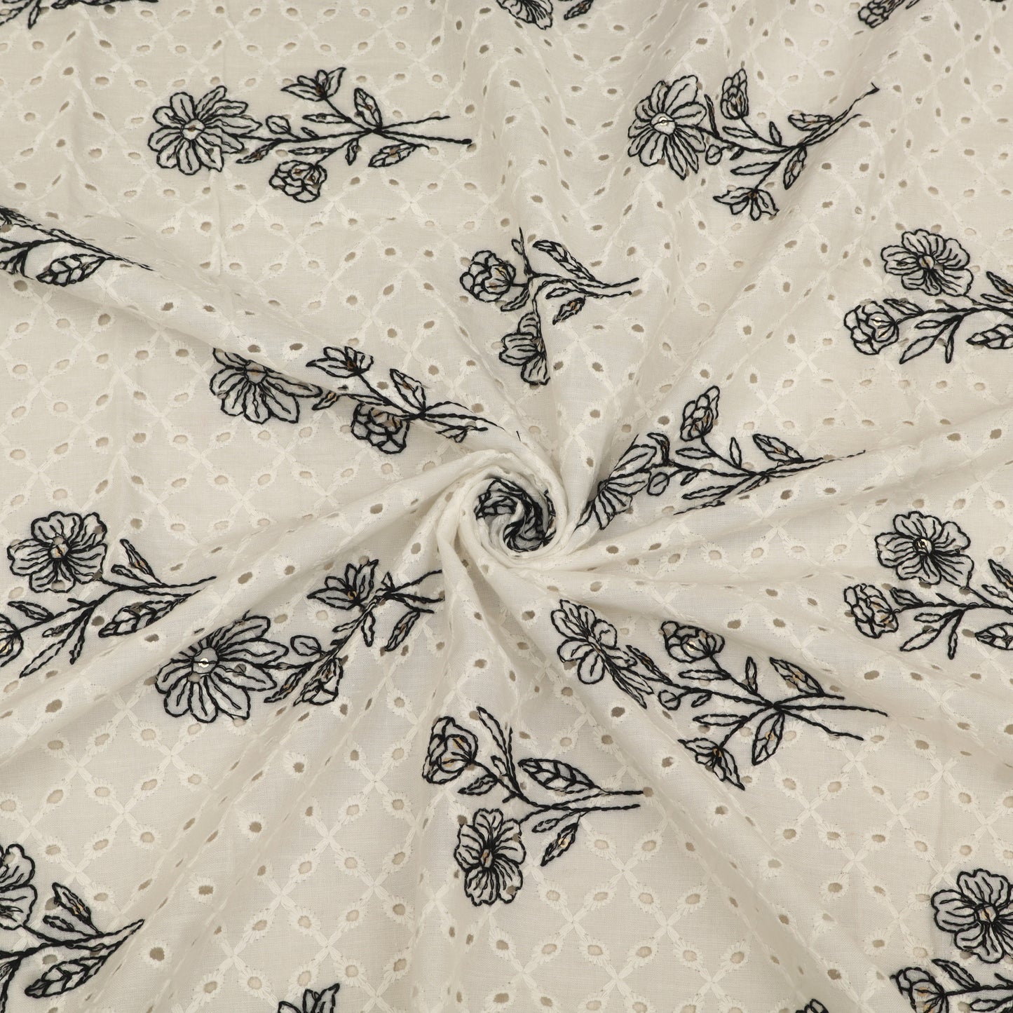 Hakuba Cotton Chikan Embroidery Fabric