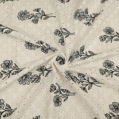 Hakuba Cotton Chikan Embroidery Fabric