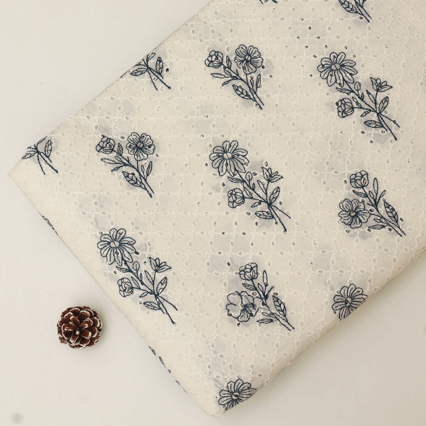 Hakuba Cotton Chikan Embroidery Fabric