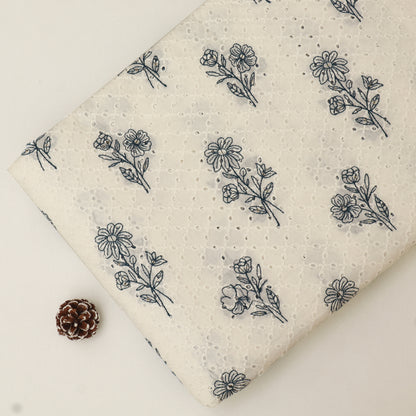Hakuba Cotton Chikan Embroidery Fabric