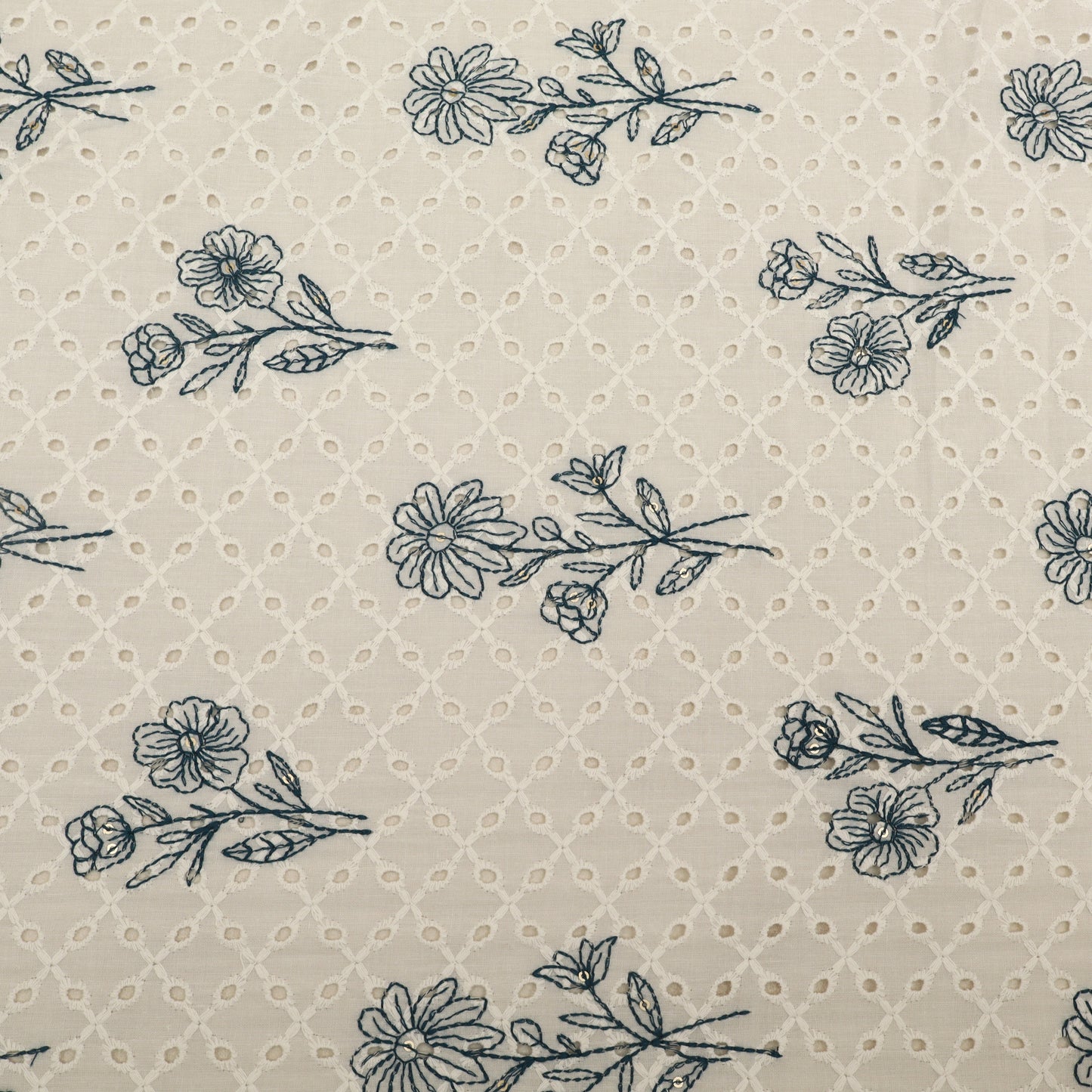 Hakuba Cotton Chikan Embroidery Fabric