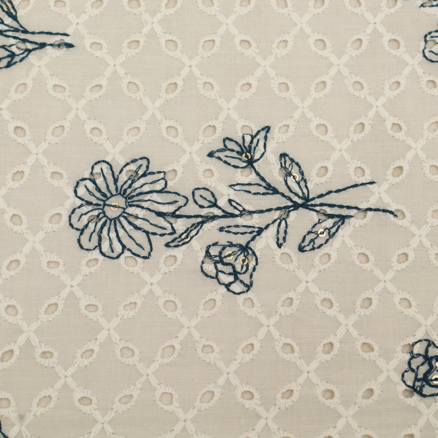 Hakuba Cotton Chikan Embroidery Fabric