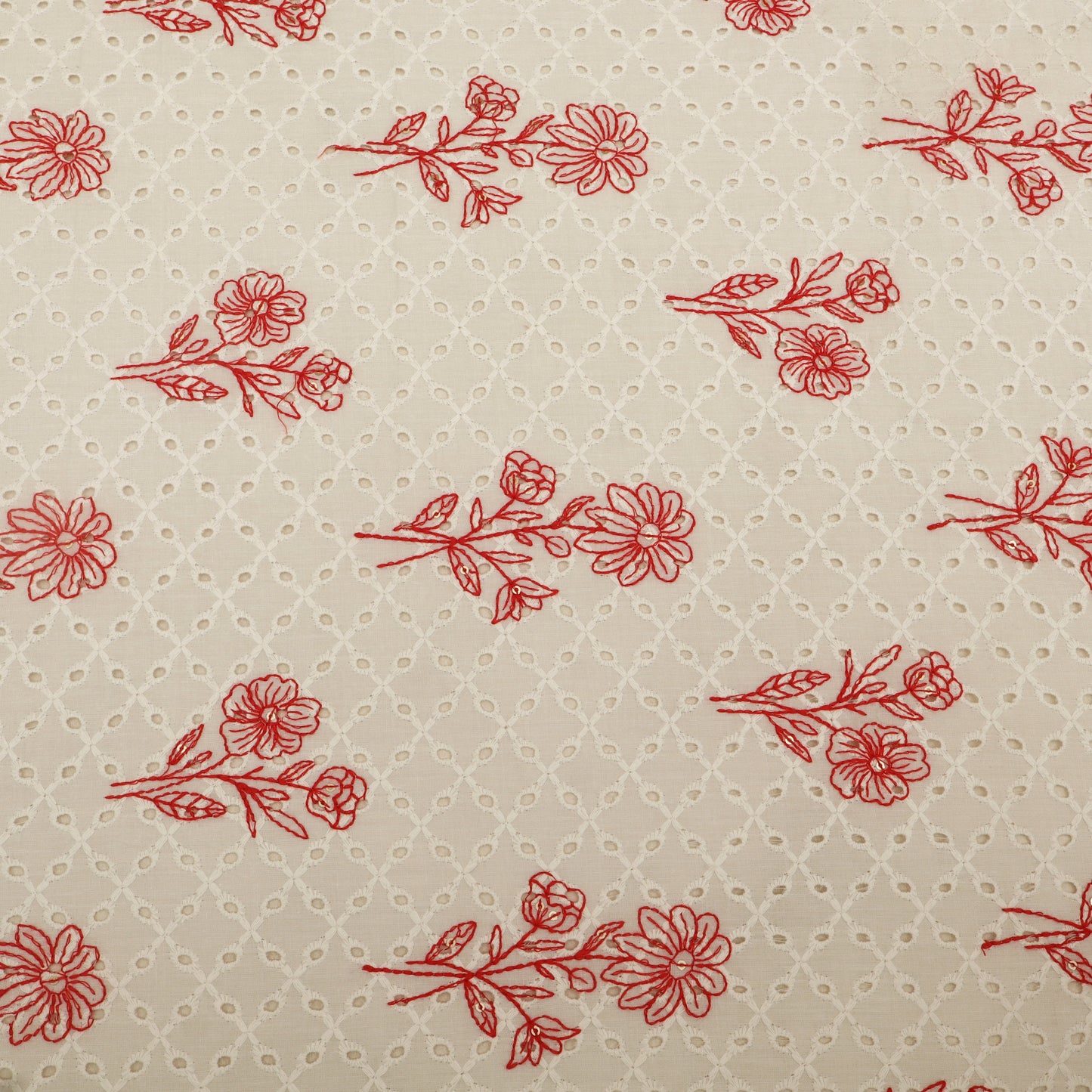 Hakuba Cotton Chikan Embroidery Fabric