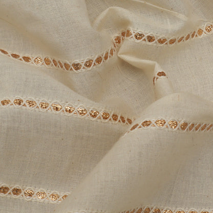 Off White Color Kora Cotton Embroidery Fabric