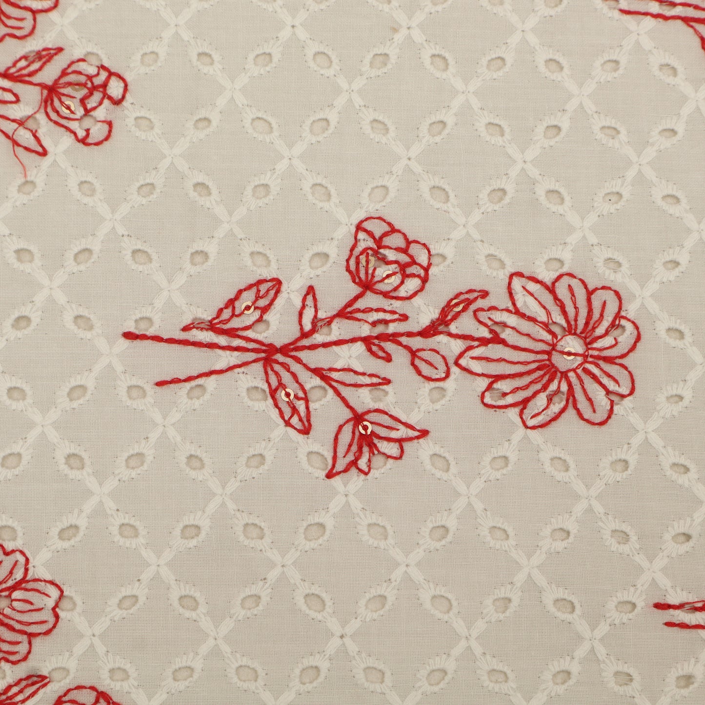 Hakuba Cotton Chikan Embroidery Fabric