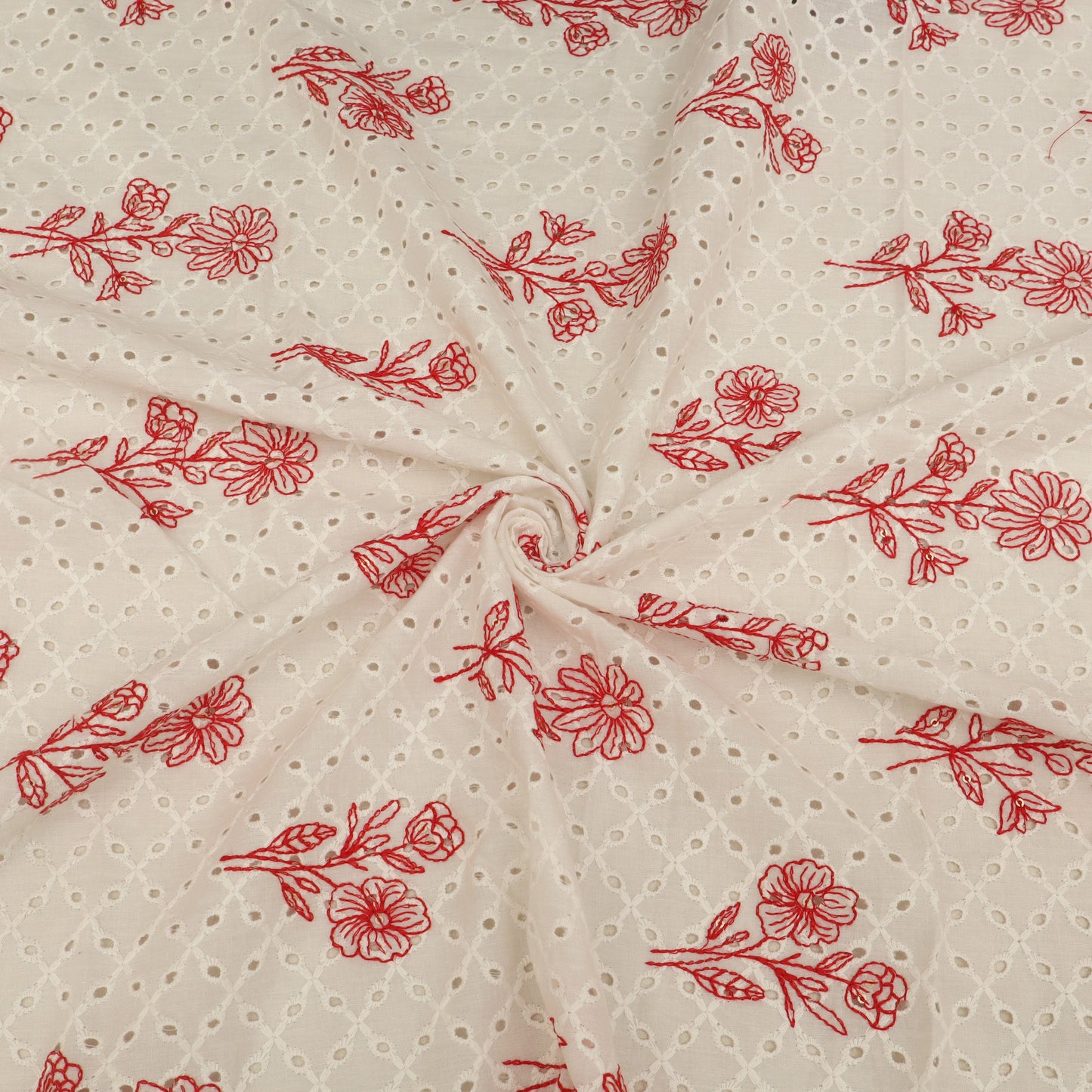 Hakuba Cotton Chikan Embroidery Fabric