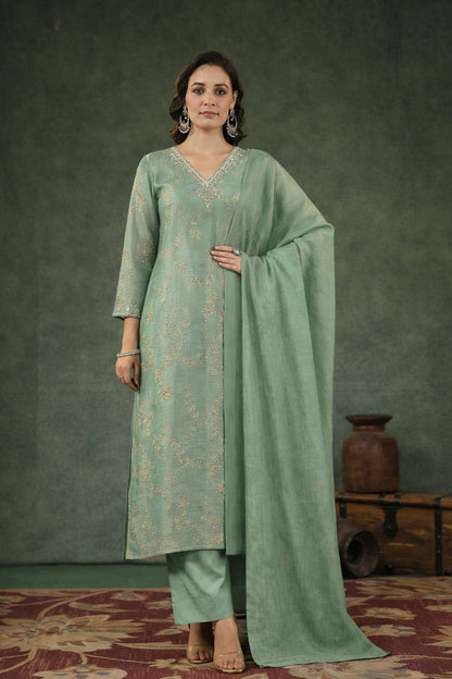 Slub Silk Embroidery Fabric