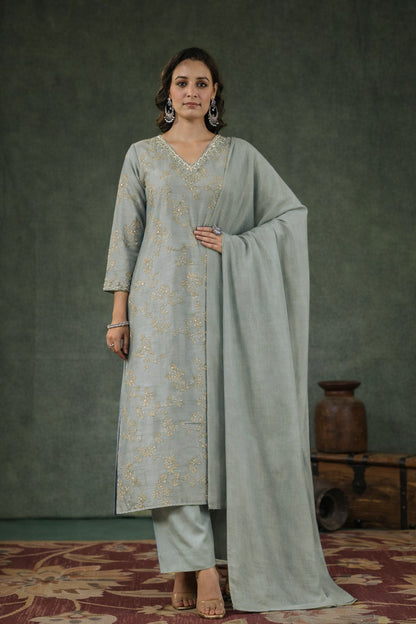 Slub Silk Embroidery Fabric