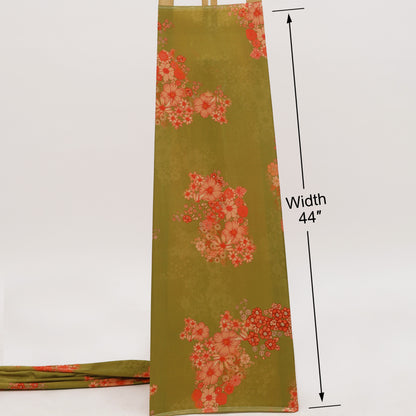 Olive Floral Velvet Print Fabric