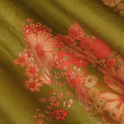 Olive Floral Velvet Print Fabric