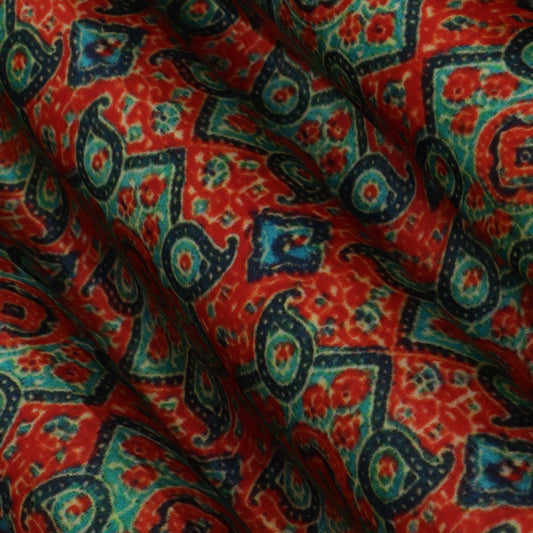 Multi Color Modal Satin Print Fabric