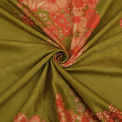 Olive Floral Velvet Print Fabric