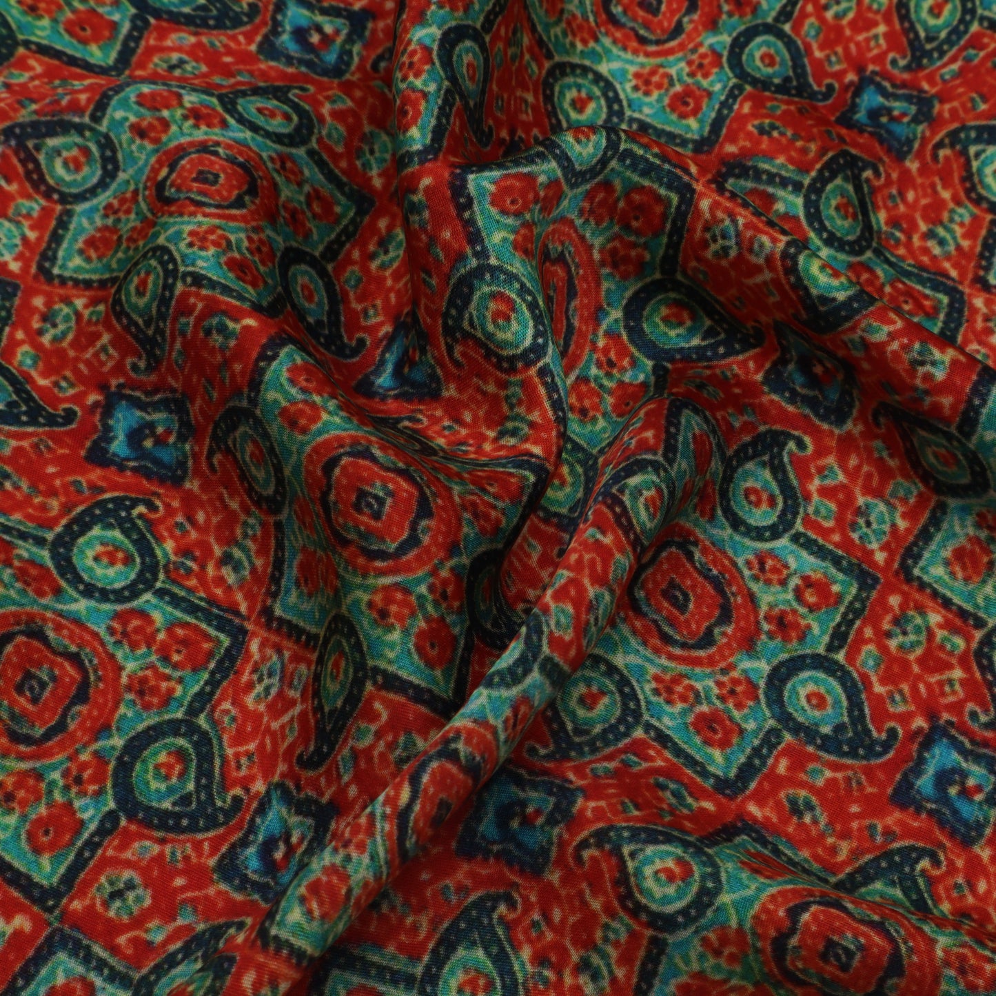Multi Color Modal Satin Print Fabric