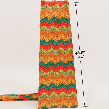 Multicolor Chevron Velvet Print Fabric