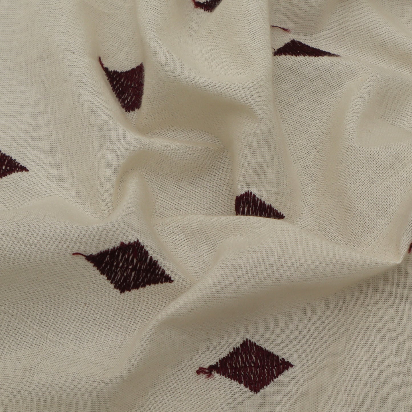 Off White Color Kora Cotton Embroidery Fabric