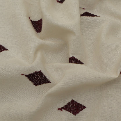 Off White Color Kora Cotton Embroidery Fabric