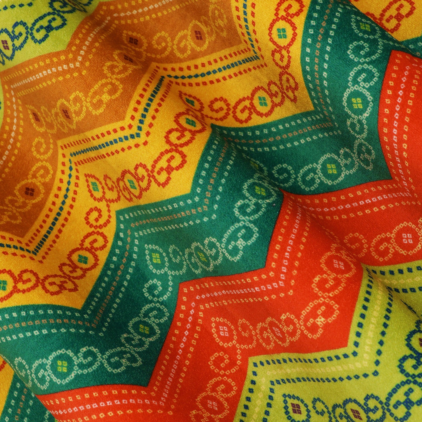 Multicolor Chevron Velvet Print Fabric