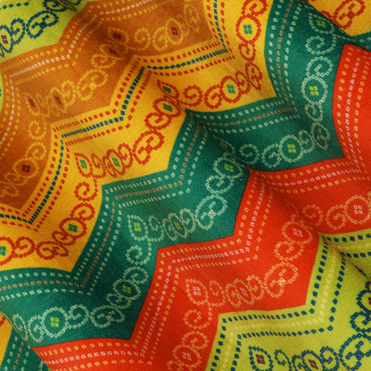 Multicolor Chevron Velvet Print Fabric