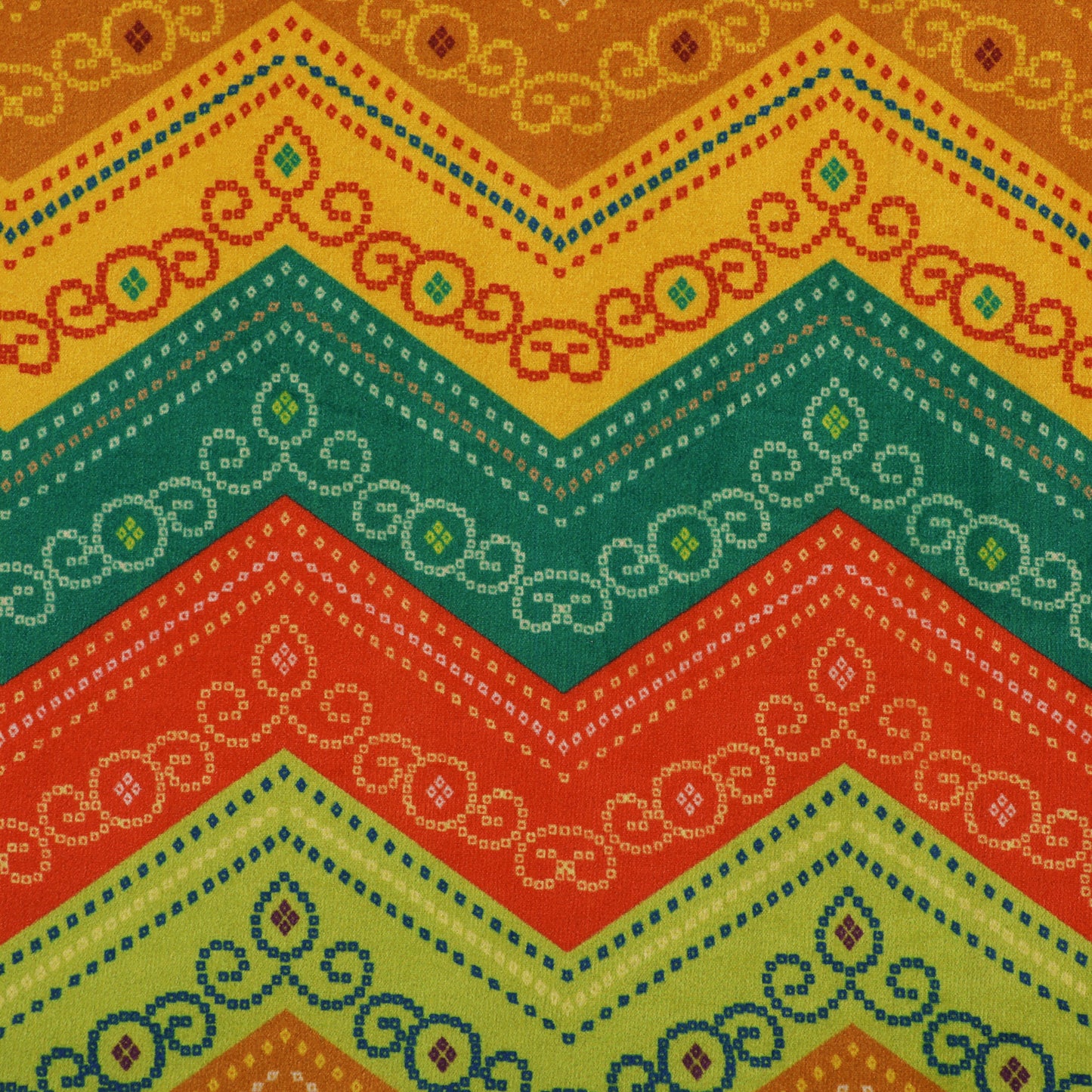 Multicolor Chevron Velvet Print Fabric