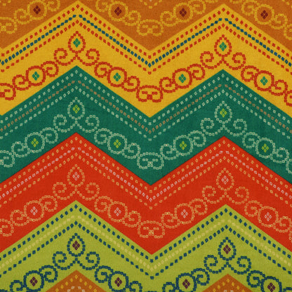 Multicolor Chevron Velvet Print Fabric