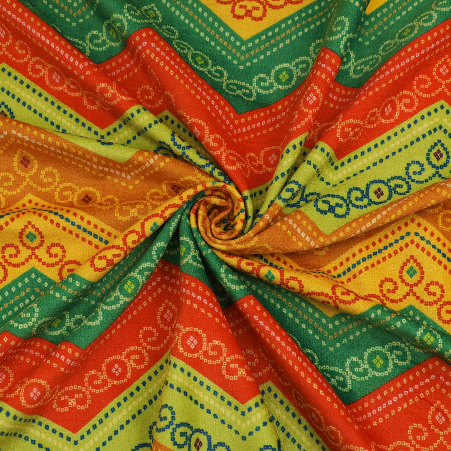 Multicolor Chevron Velvet Print Fabric