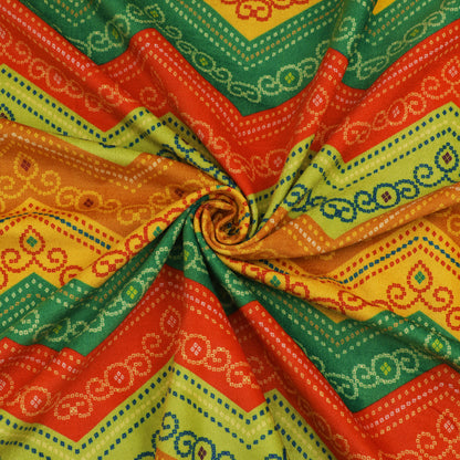 Multicolor Chevron Velvet Print Fabric