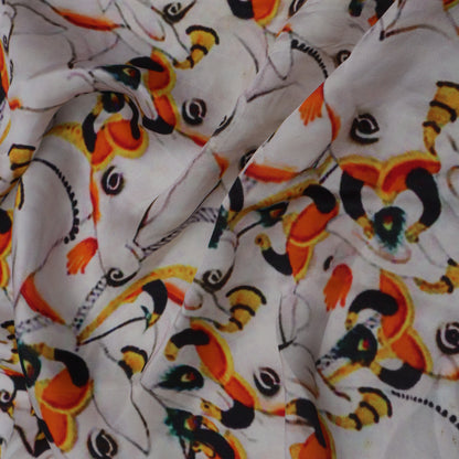 Multi Color Modal Satin Print Fabric