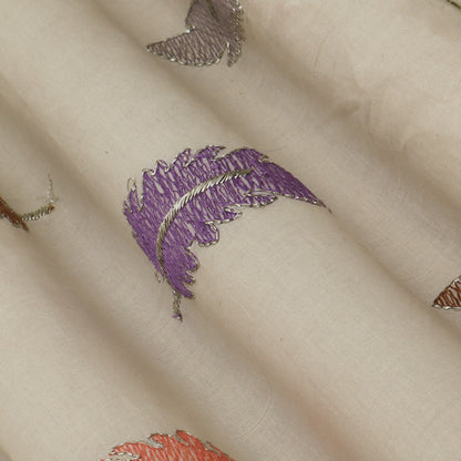 Off White Color Kora Cotton Embroidery Fabric