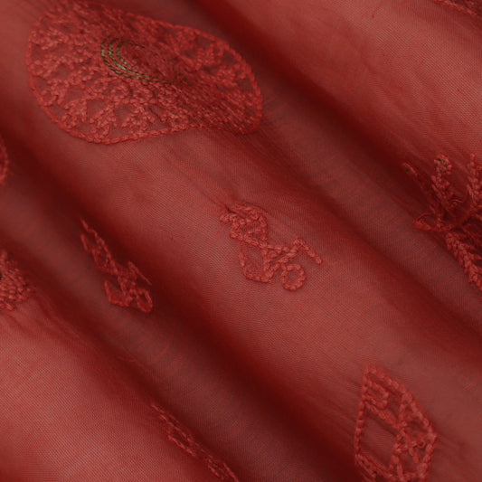 Colored Color Chanderi Embroidery Fabric