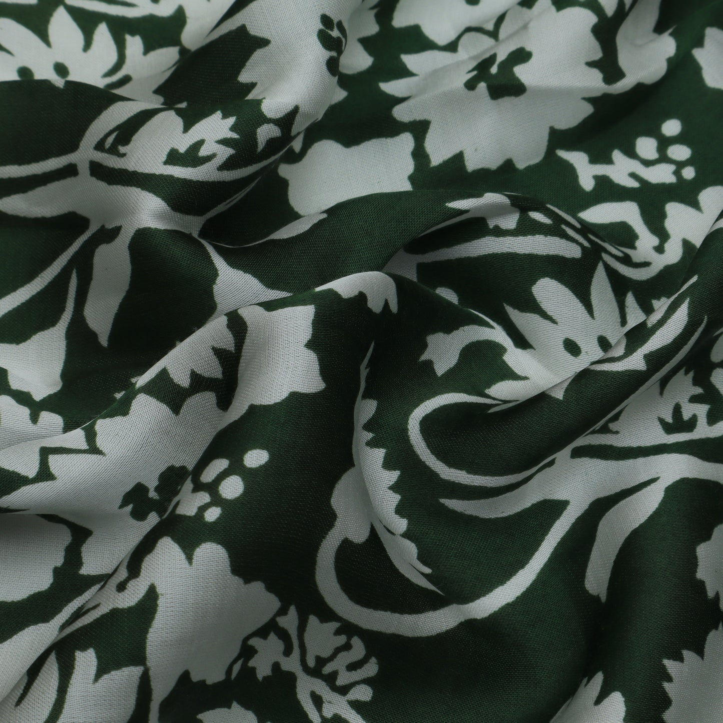 Green Color Modal Satin Print Fabric