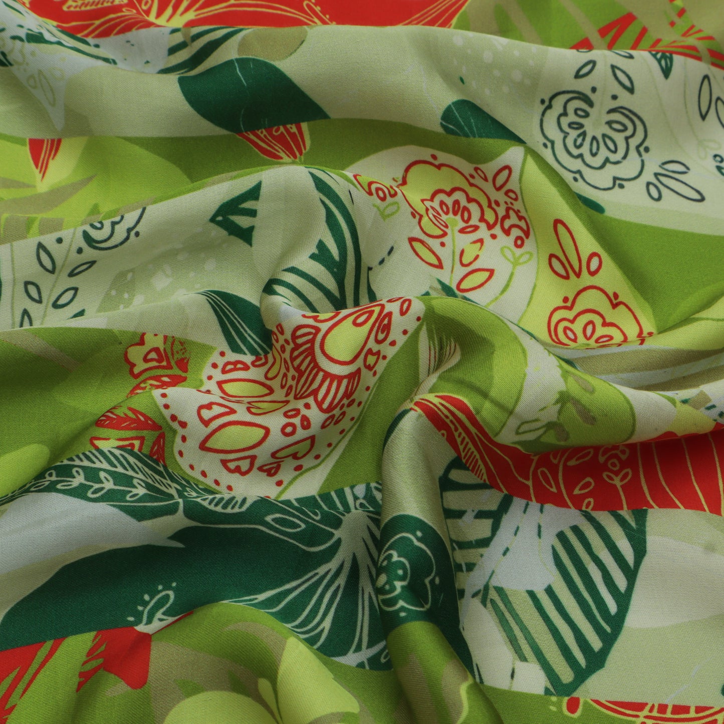Multi Color Modal Satin Print Fabric