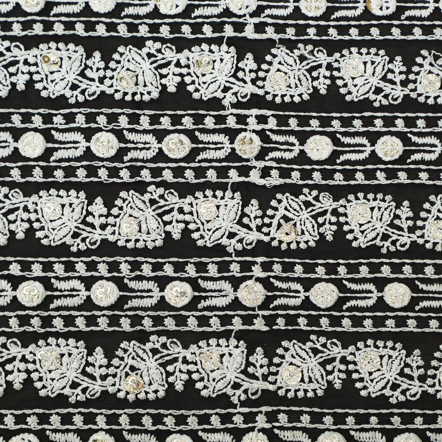 Black Color Georgette Embroidery Fabric