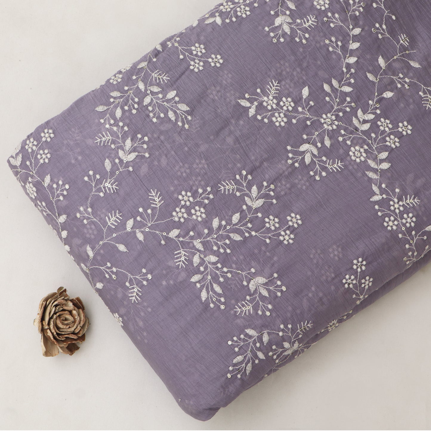Crush Mul Chanderi Embroidery Fabric