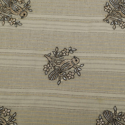 Off White Cotton Linen Jaquard Embroidery Fabric