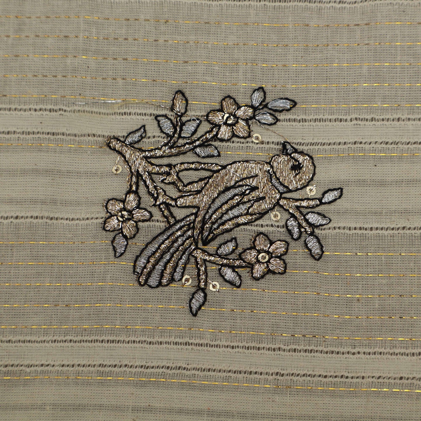 Off White Cotton Linen Jaquard Embroidery Fabric