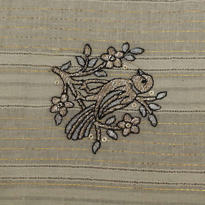 Off White Cotton Linen Jaquard Embroidery Fabric