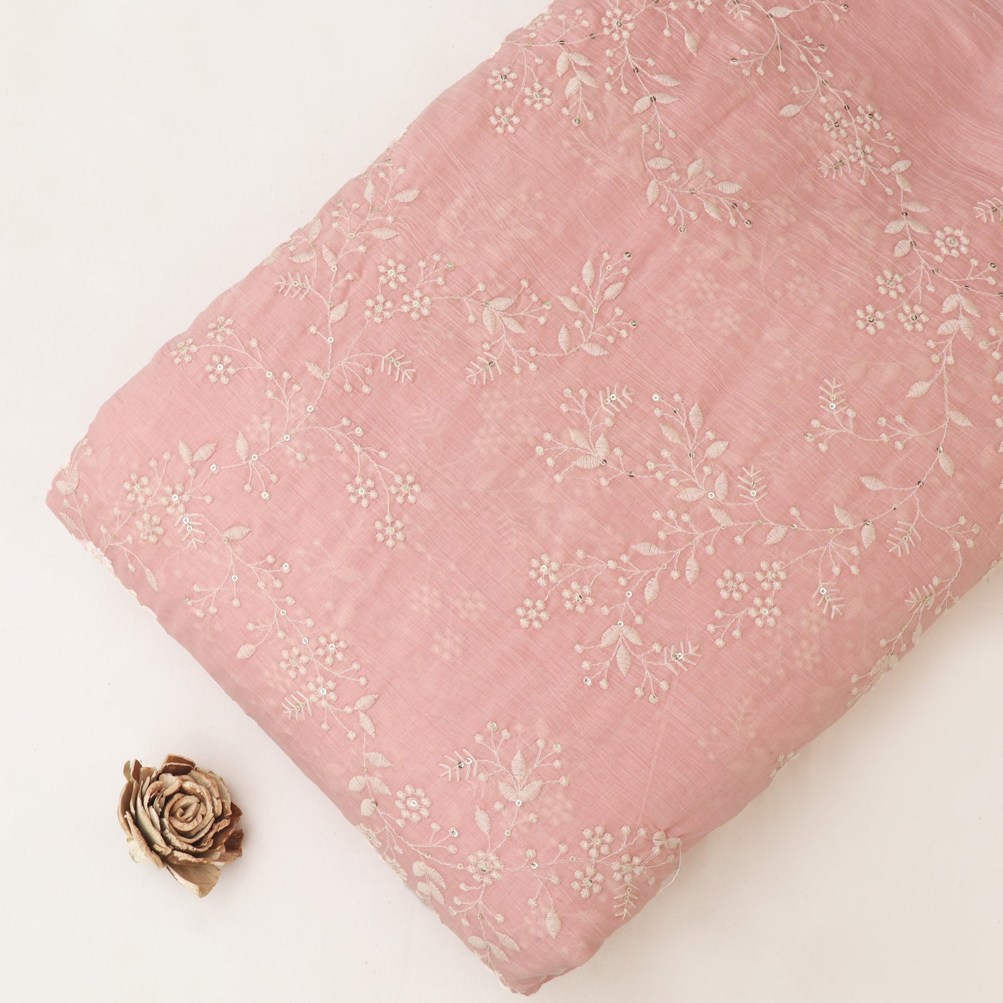 Crush Mul Chanderi Embroidery Fabric