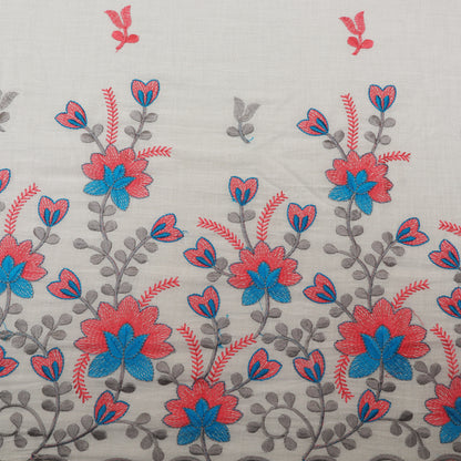 White Color Cambric Cotton Embroidery Fabric