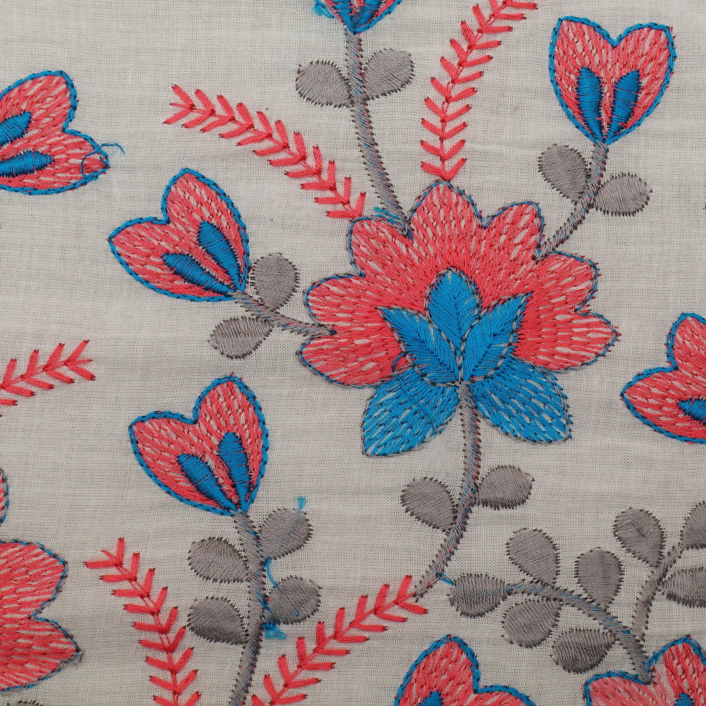 White Color Cambric Cotton Embroidery Fabric