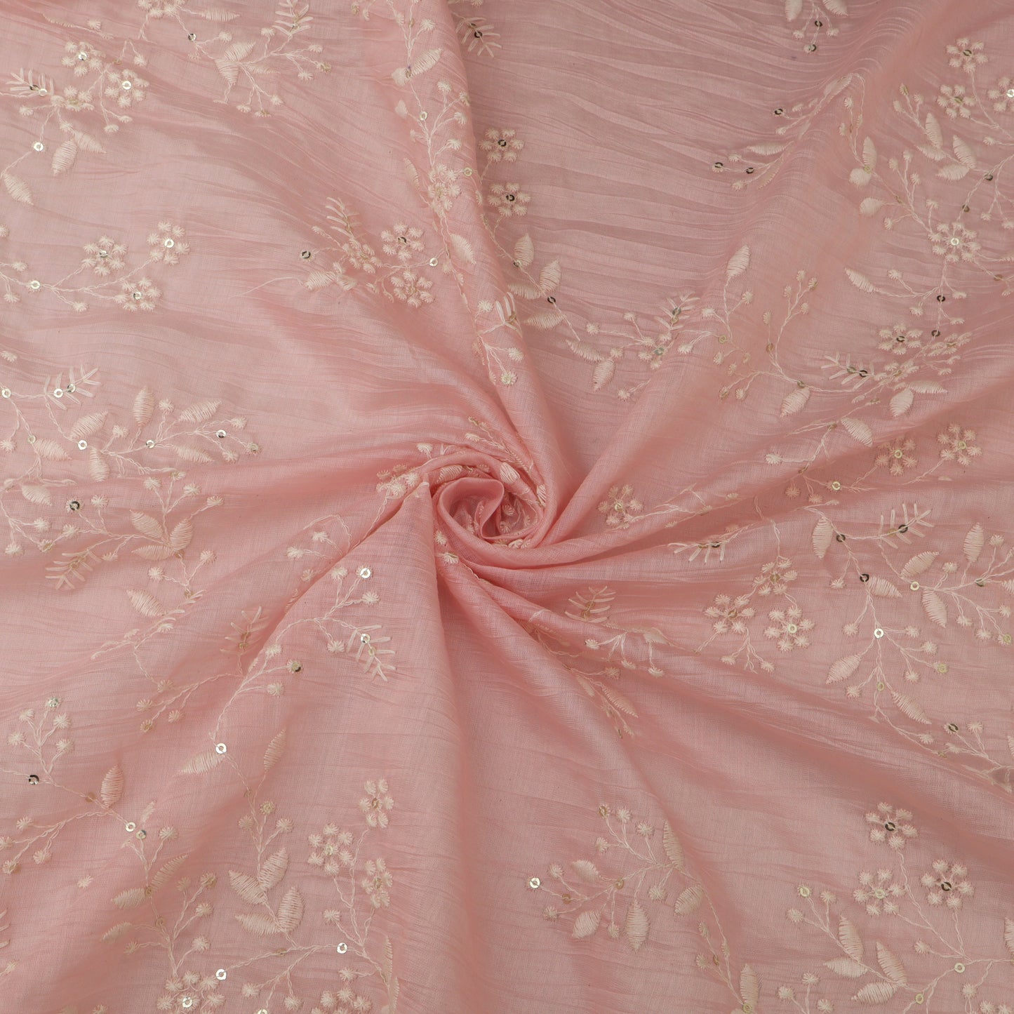 Crush Mul Chanderi Embroidery Fabric