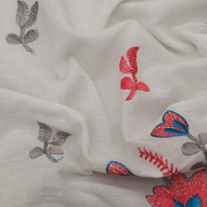 White Color Cambric Cotton Embroidery Fabric