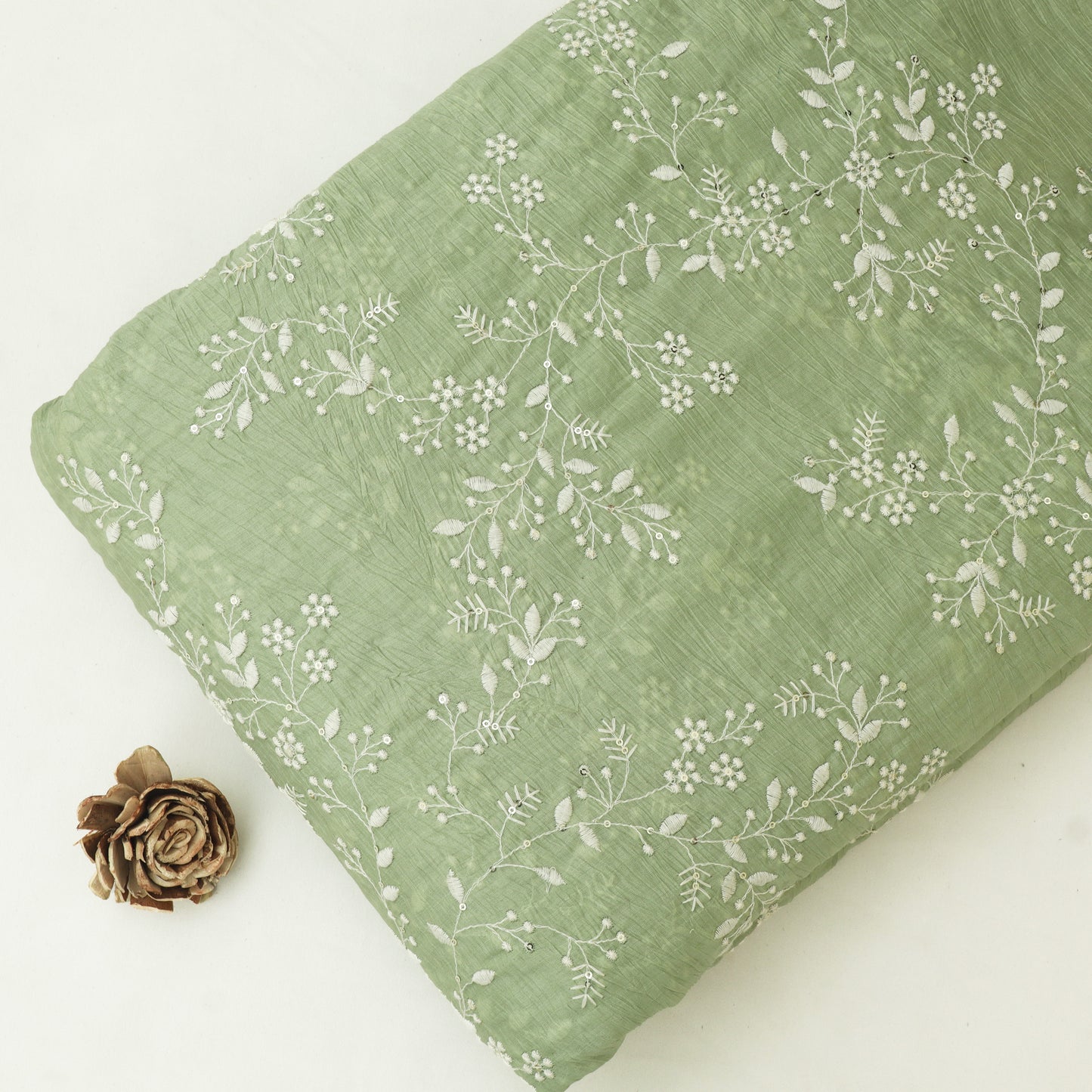 Crush Mul Chanderi Embroidery Fabric