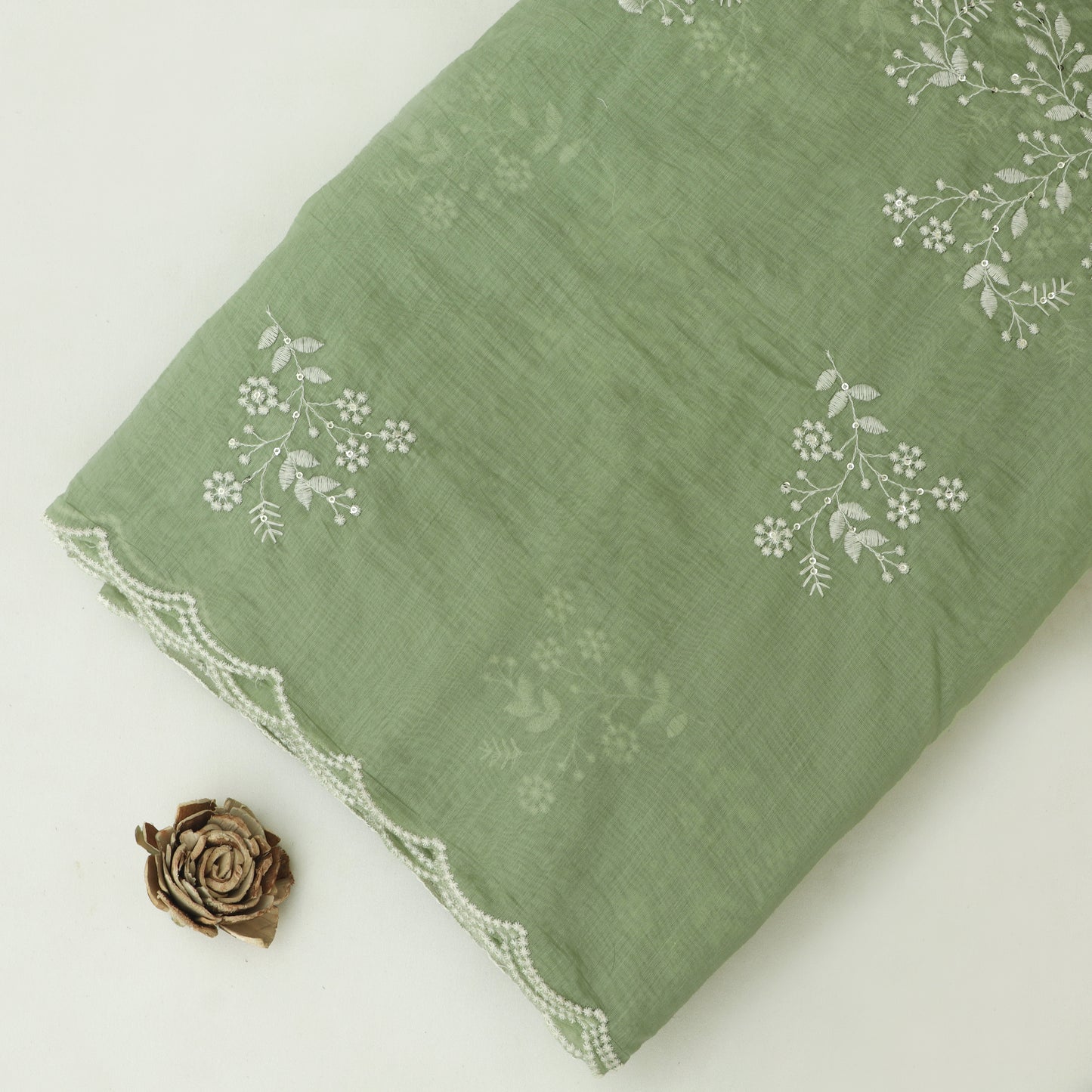 Mul Chanderi Border Embroidery Dupatta