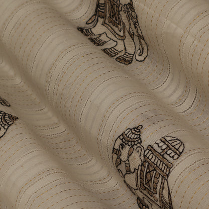 Off White Cotton Linen Jaquard Embroidery Fabric