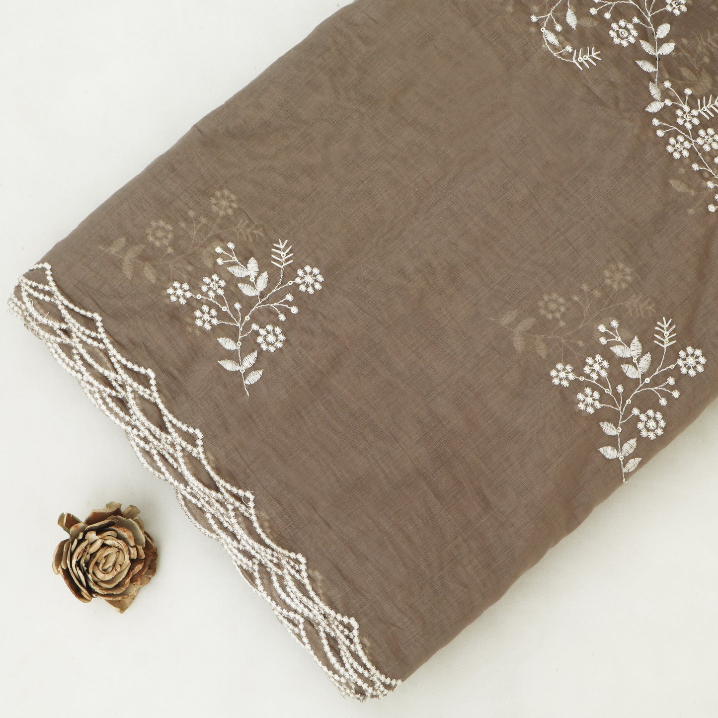 Mul Chanderi Border Embroidery Dupatta