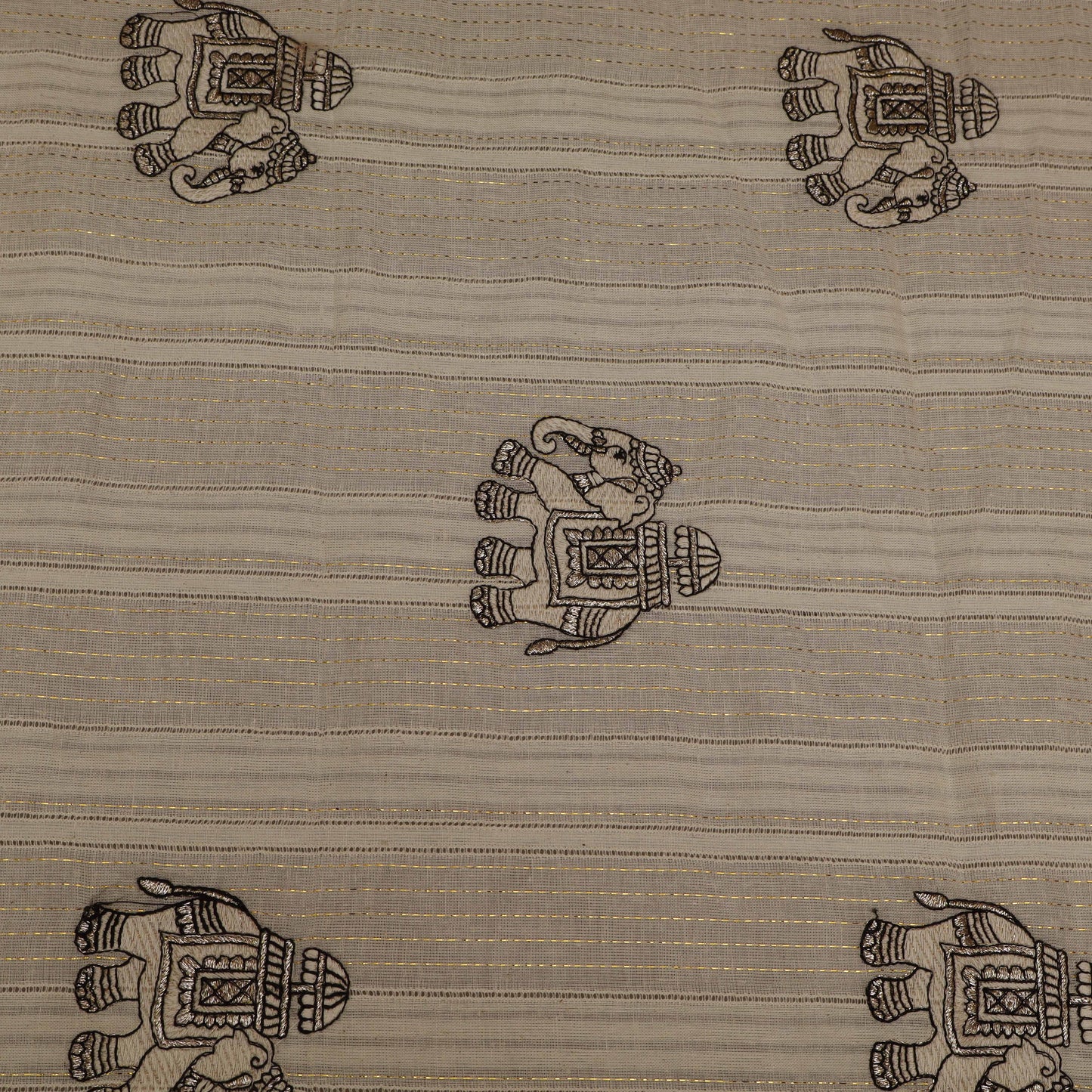 Off White Cotton Linen Jaquard Embroidery Fabric